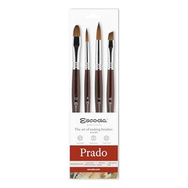 Escoda Prado Series Professional Artist Watercolor Brush Set, Synthetic Sable, 4 Piece Set