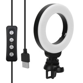 4 LED Light, Dimmable Circle Fill Lamp with Clip for YouTube Video, Makeup, Selfie, Photography, Live Streaming, 3 Light Modes & 3200‑6500K Color Temperature