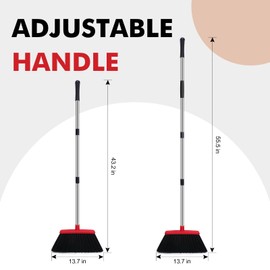 Heavy Duty Broom, 56 Inch Long Handle Outdoor Large Angle Brooms, Commercial Broom for Sweeping Indoor, for Home Garage Kitchen Office Courtyard Lobby Patio Lawn Concrete