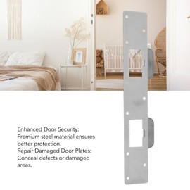 Door Strike Plate, Heavy Duty Double Holes Steel Door Strike Plate Reinforcement Plate, Security Striker Plates for Exterior Interior Door for 5‑1/2in to 6in Hole Center Distance