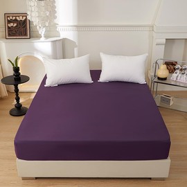 Bedding TwinXL - Sábana bajera ajustable de tamaño individual, tamaño individual, tamaño XL, para colchón de cama de 15 pulgadas, suave y microfibra de fácil cuidado, color morado oscuro