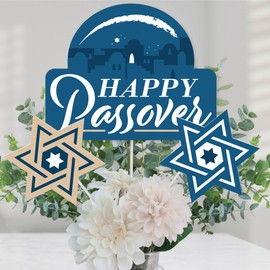 Happy Passover - Pesach Jewish Holiday Party Centerpiece Sticks - Table Toppers - Set of 15