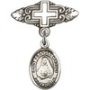 Sterling Silver Baby Badge with St. Frances Cabrini Charm and