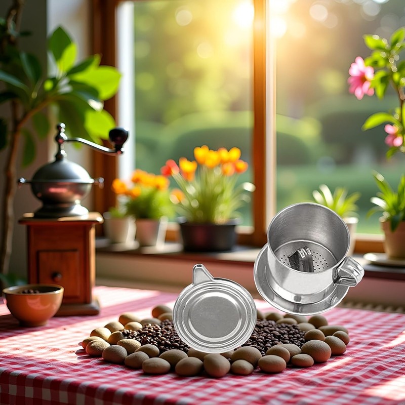 2 Set Vietnamese Coffee Filter Stainless Steel Coffee Pot Drip