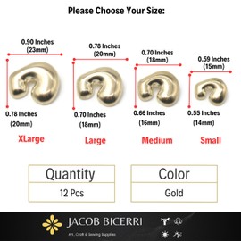 Gold Metal Shank Buttons - 12 Pcs - 4 Size Options - Twinkle Oval Irregular Metal Shank Buttons Gold for Men Women Blazer Coat Uniform Shirt Suit and Jacket Sewing Craft DIY EM0603