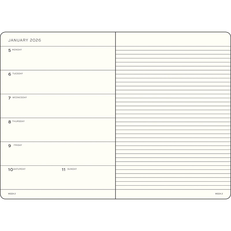 LEUCHTTURM1917 372680 Weekly Planner & Notebook Medium (A5) 2026, Softcover,