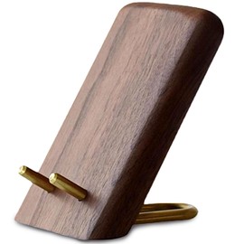 Silver & Style Wooden Smartphone Stand, Tabletop, Walnut, Interior, Stylish, Vertical, Horizontal, Chargeable (Brown)