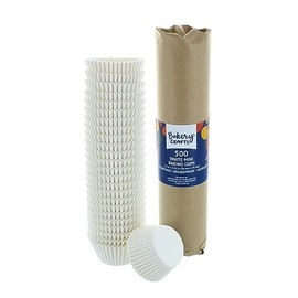 Bakery Crafts White Mini Baking Cups, 1.2" Cupcake Cases, Greaseproof Paper Liners for Mini Muffins, Fairy Cakes, and Extra Small Cupcakes, Pack of 500