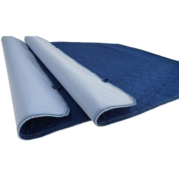 Pack of 2 Careboree Quilted Blue Bed Pads 34"X52" Incontinence Underpad Reusable and Washable Durable Waterproof Extra Absorbent Draw Sheet for Mattress Navy