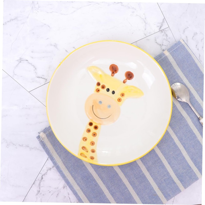MERRYHAPY Giraffe Pattern Ceramic Plate for Boy Girl Porcelain Feeding