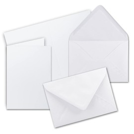 FarbenFroh DIN B6 Folding Card Set with Envelopes Brilliant White 115 x 170 mm Ideal for Invitation Cards, Wedding, Christening, Communion, Confirmation, Pack of 25