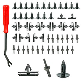 Mean Mug Auto 61 Pcs Blind Rivets Rocker Molding & Fender Flare Clips, Bumper Shield Retainer Kit Replaces Chrysler Jeep Wrangler Ford GMC 6506007AA 68039280-AA 6030441 with Fastener Remover