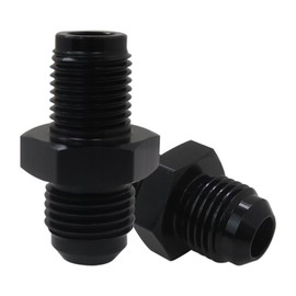 6AN Male Flare to 1/2 x 20 Inverted Straight Hose Fitting Adapter Connector Black Fuel Fitting, Pack of 2 by BSDLIET New