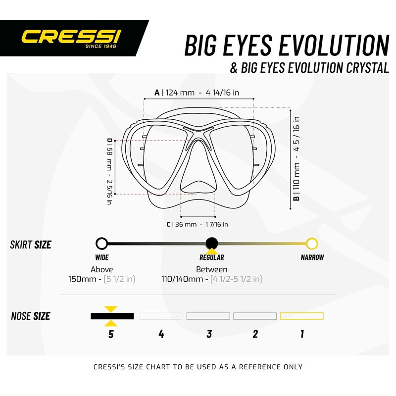 Cressi Big Eyes Evolution Crystal Scuba Diving and Snorkeling Mask