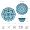 Bzyoo 12-Piece Ceramic Dinnerware Set: La La Mandala Blue Dish