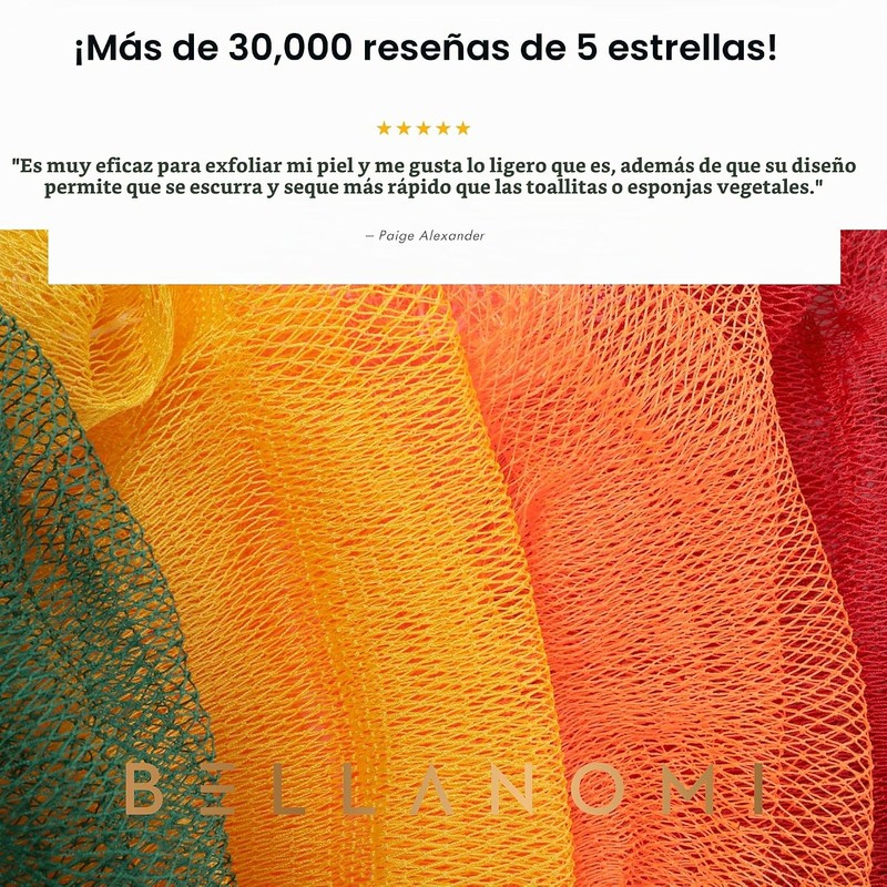 Esponja de baño africana exfoliante Bellanomi, set de 4 piezas
