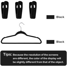Trgowaul Velvet Hangers Clips, 40 Pack Black Pants Hangers Velvet Clips, Strong Finger Clips Perfect for Thin Velvet Hangers