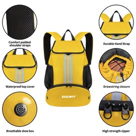 EULANT Football Backpack with Shoe Compartment, Multifunctional Backpack with Bottom Compartment, Waterproof Sports Bags for Basketball, Volleyball, Swimming, Training, Beach, Yoga, yellow, Backpack