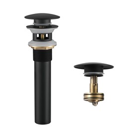 Indare Bathroom Sink Drain with Strainer Basket Anti Clog Pop Up Drain Stopper Vanity Vessel Sink with Overflow，Matte Black