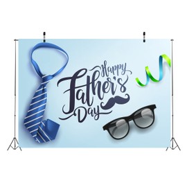 CORFOTO 6x4ft Happy Fathers Day Backdrop I Love Dad Backdrop Blue Background Glasses Necktie Father's Day Party Decorations Fathers Day Photo Studio Prop Family Prom Party Supplies Fabric