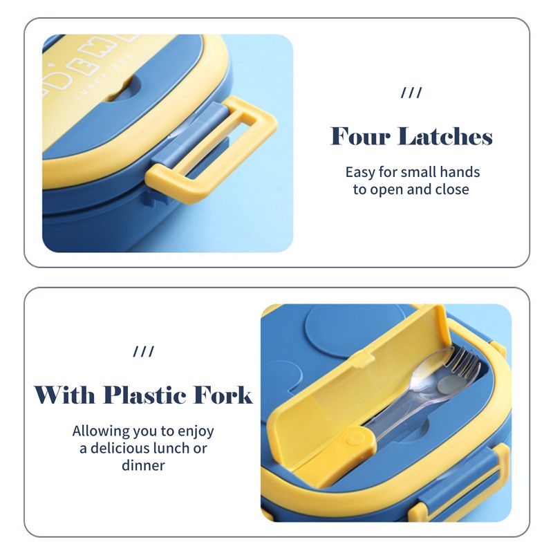 Lunch Box With Fork 2 Compartment Japanese Lunch Box Reusable