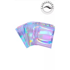 Space Seal 100 Pcs Iridescent Zip Bags Pouches Cosmetic Hologram Holographic Clear 4x6