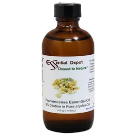 Essential Depot Frankincense Essential Oil 5% Dilution in Jojoba - 4 fl oz - Essential Oil Protective Amber Glass Bottle with a Safety Sealed phenolic Screw Cap