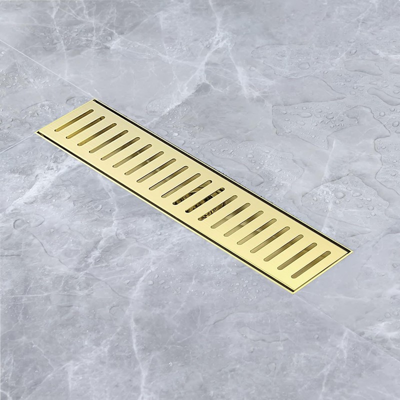 12 Inch Linear Shower Drain Bathroom Kitchen Golden Floor Drain