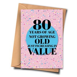 Fat Flamingos 80th Birthday Card - 80 Years of Age Not Growing Old Just Increasing in Value Funny Card From Her, Aunt, Baby (A5 - 5.8x8.3inch - 14.8x210cm) With Envelope
