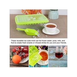 Hohscheid Ice Cube Tray, 55 Grids Ice Tray with Bin, BPA Free Food Grade Ice Trays for Freezer with Lid and Storage Bin for Cocktail KTV Bar Chilled Drinks