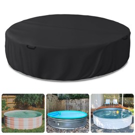 Bitubi 10 Ft Steel Round Stock Tank Pool Cover,Upgraded to Full Coverage to Prevent Rust and Aging(Black)