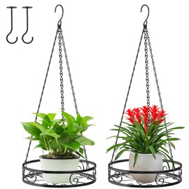 Qiaomeiysp 2-Pack Hanging Planters for Indoor Plants - Heavy Duty Metal Plant Hanger Indoor with 3 Chains and Hooks – Aesthetic Hanging Plant Holder for an Instant Indoor and Outdoor Decor