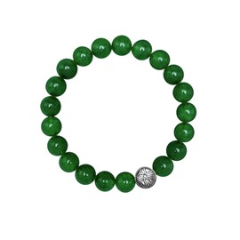 Forziani 8mm Spiritual Beads Green Jade Bracelet for Men - Natural Stone and Trident Symbol Beaded Bracelet - Energy and Clarity - Made in USA - Meaningful for Men
