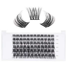 LANKIZ DIY Eyelash Extension, Individual Lashes Extensions, Soft and Lightweight 10-16mm Mix Resuale Wide Band Cluster Lashes for Home use, C Curl Lash Clusters