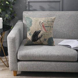 LINKWELL Pelican Pillow Covers 18x18 Farmhouse Bird Spring Decor Decorative Cushion Case Throw Pillowcase Sofa Couch CC1838