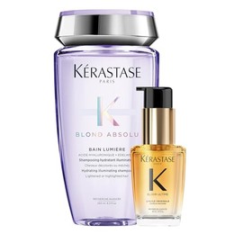 KRASTASE SET Shampoo Bain Lumiere 250 ml  Elixir Ultime 30 ml  Rutina hidratante  reparacin para cuidado del cabello rubio                            