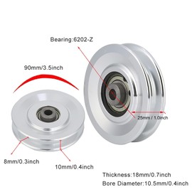 equlup Gym Pulley Wheel, Fitness Bearing Pulley Wheel Replace Universal Aluminum Alloy Fitness Pulley Home Gym Attachments Part for Exercise Strength Training Accessory (Diameter 90mm)