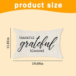 Oblong Throw Pillows for Bed Couch Farmhouse Throw Pillows Case 12x20 Throw Pillows with Sayings Thankful Grateful Blessed Decor for Living Room Bedroom Farmhouse Pillow Covers Ideas