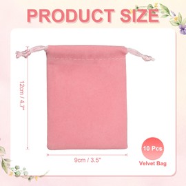 YELARXI Velvet Jewelry Bags with Drawstrings, Velvet Earring Gift Bags Wedding Favor Pouch 4 x 5 Inch Fit for Jewelry Candy Christmas Party Graduation Birthday Easter - (10 Pack, Pink)