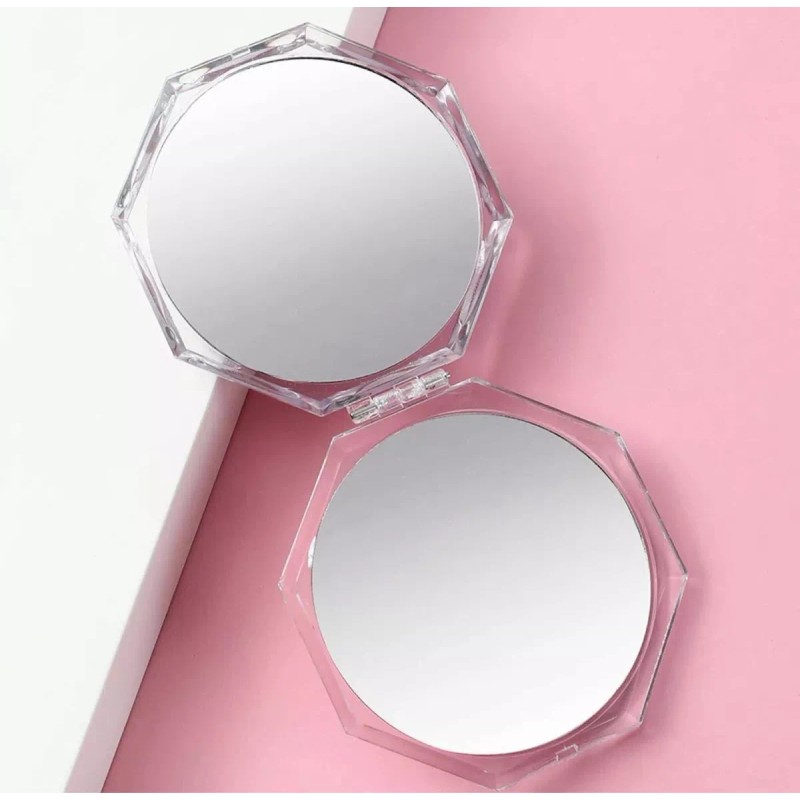 Miniso Espejo Plegable Hexagonal Con Brillantina Rosa 7.7cm Miniso