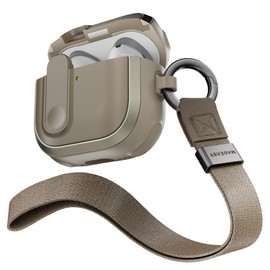 MagEasy AirPods 4 Compatible Case, Shockproof, Drop Prevention, Strap, Cover, Lock, Wireless Charging, Compatible with AirPods 4, 4th Generation, Case Odyssey with Wrist Strap, Metal Sand