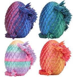 Rapean 3D Printed Dragon Eggs with Inside – Fantasy Tabletop Decor, 4 Pack