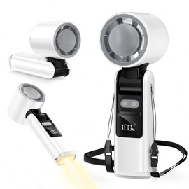 Misby Portable Handheld Fan, 14H Max Runtime Foldable Turbo Hand Fan, 100 Adjustable Speeds, Flashlight, 4000mAh Rechargeable Personal Mini Fan for Travel/Outdoor/Concerts/Lash, Gifts for Women, White