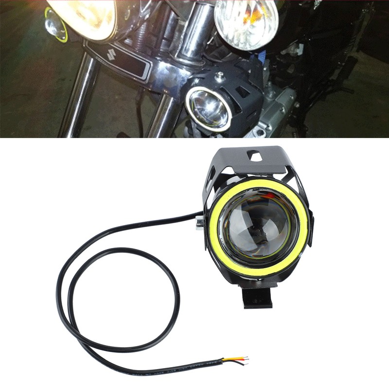 Projector Lens Motorcycle LED Headlight Front Extraposition Light Angel Eye