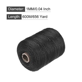 MECCANIXITY Twisted Mason Line Nylon Twine String Cord Black 600M/656 Yard 1MM Dia for Netting, Landscaping, Home Improvement, DIY Projects, Crafting, Masonry, Gardening