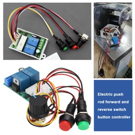 Be In Your Mind 2pcs PWM DC Motor Speed ??Controllers 57x37x21mm PWM DC Motor Speed Regulator with Electric Push Rod Forward And Reverse Switch Button