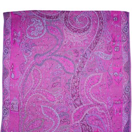 Achillea Soft Silky Reversible Paisley Pashmina Shawl Wrap Scarf w/Fringes (Tapestry Purple)