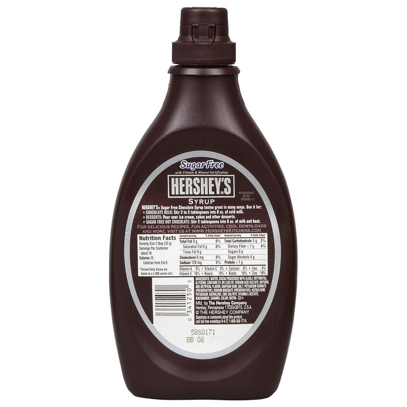 Hershey's Sugar Free Chocolate Syrup Bottle - 1.09 Pound (Pack