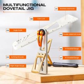 Stainless Steel Dovetail Clamps, Precise 1:6 and 1:8 Slopes for Woodworking -T-Bevel Sliding Angle Ruler Protractor Easy Install Easy to Use
