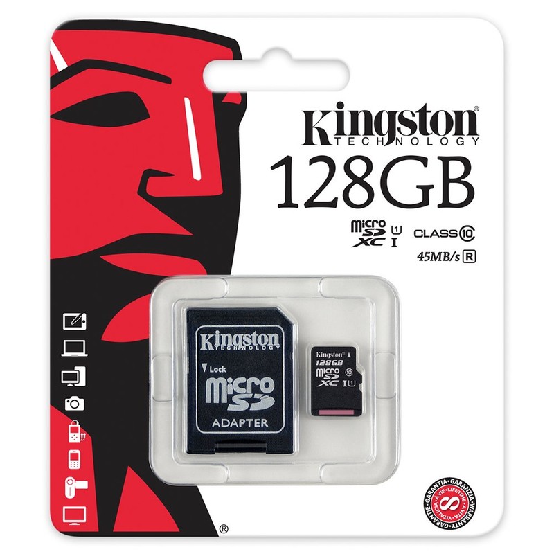 Kingston Digital 128GB microSDXC Class 10 UHS-I 45MB/s Read Card